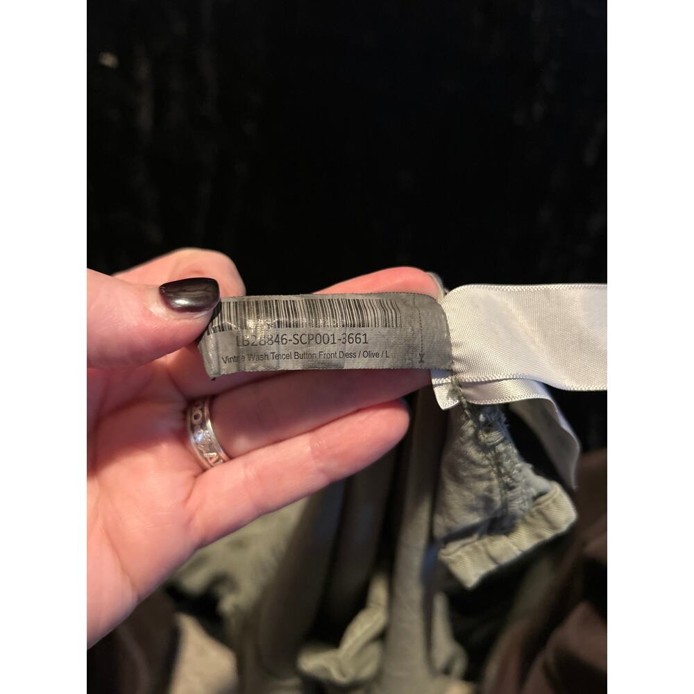 Quince Vintage Wash Button Front Dress – Large – Olive - Picture 8 of 9